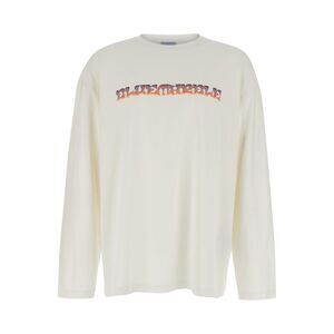 Bluemarble Men White Sweater With Maxi Print In Cotton Man